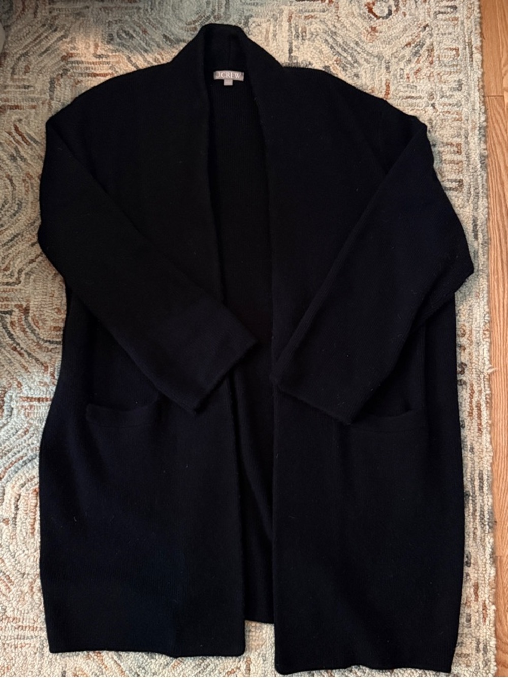 J. Crew Black Open-Front Pocket Cardigan